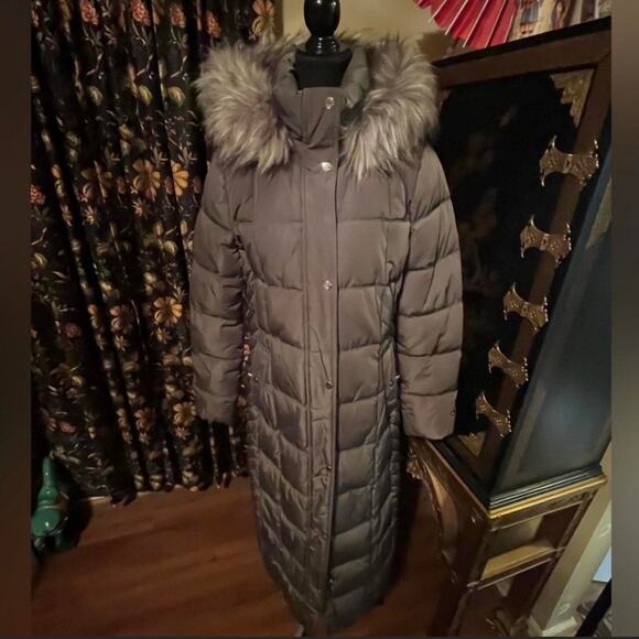 Tommy Hilfiger Gray Tyra Full Line Down Parka Coat with Fur Hood Sz L Outdoors - Picture 4 of 8